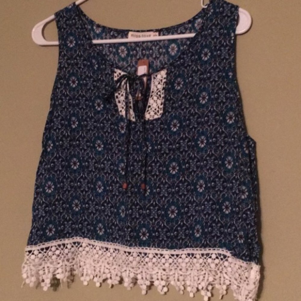 ❤️HP❤️Boho Blue Crop Festival Top - Brand New w/tags